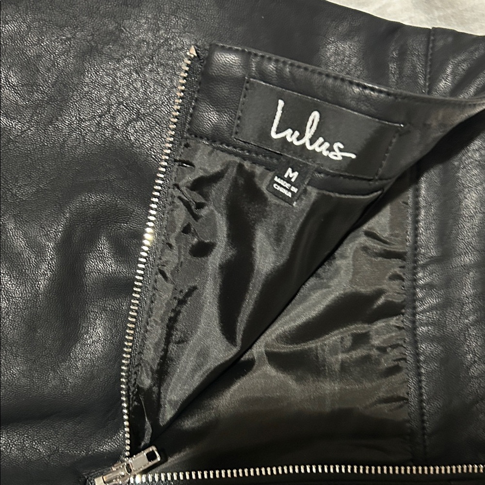 Lulu's Sleek Black Vegan leather Mini Skirt - Picture 2 of 4